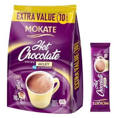 Abbildung von MOKATE® Heiße Schokolade Milchig Mit Magnesium 1 Pack 180 g 10 Säckchen Hot Chocolate Milky With Vitamins Trinkschokolade Trinkmilchschokolade Instant Pulver Getränke