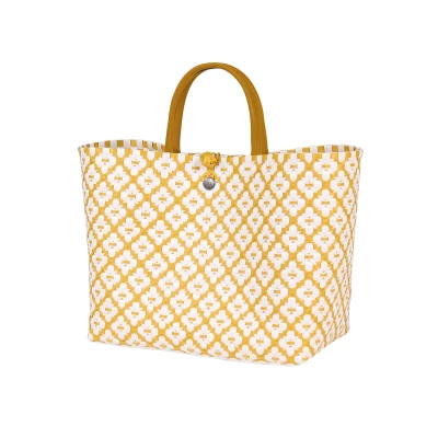 Abbildung von Handed By Tasche/Shopper/Einkaufstasche Motif Bag Kunststoff gelb/weiß 32 x 38 22 cm
