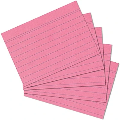 Abbildung von Exacompta 10830SE 100er Pack Premium Karteikarten liniert DIN A7 ideal für die Schule, zum Lernen von Vokabeln und passend zur Bunnybox Lernkartei 74 x 105 mm rosa