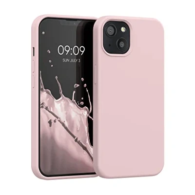 Abbildung von kwmobile Hülle kompatibel mit Apple iPhone 13 Silikon Handy Case Handyhülle weiche Oberfläche kabelloses Laden Nude Lilac