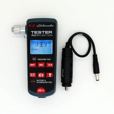 Abbildung von Schumacher XP200 Autobatterie Tester 12V Multi mit Reifendruckprüfer &amp; Lichtmaschine für Bleibatterien Kompakt Mobil Batterieprüfer Zigarettenanzünder LED Taschenlampe
