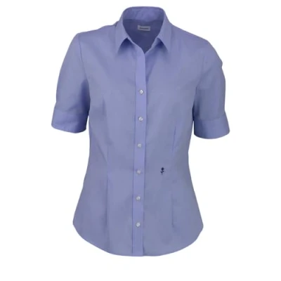 Abbildung von Seidensticker Damen Bluse Hemdbluse Bügelfrei Slim Fit Kurzarm Uni 100% Baumwolle