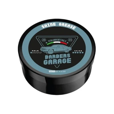 Abbildung von Barbers Garage Old School Haarpomade (100g) Italian Details für Textur und Glanz, gegen Frizz, Vintage Look, hochglänzender zuverlässiger Halt