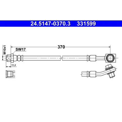 Abbildung von ATE 24.5147 0370.3 Bremsschläuche 370 M10x1 MERCEDES BENZ: C Klasse Limousine, T modell, E Limousine