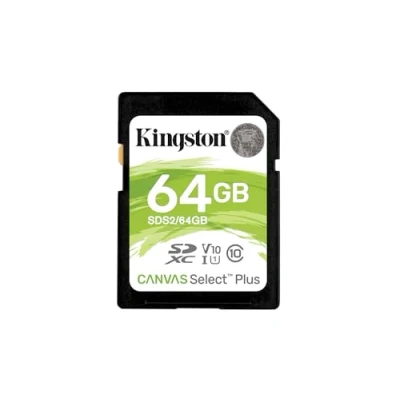 Abbildung von Kingston Canvas Select Plus SD 64GB Speicherkarte (64 GB, UHS I Class 10, 100 MB/s Lesegeschwindigkeit)