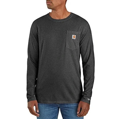 Abbildung von Carhartt Herren Force Relaxed Fit Midweight Long Sleeve Pocket Arbeits T Shirt, Carbon Heather Gr. XXL