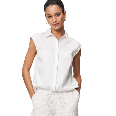 Abbildung von zero MIT Bindeband Hemdbluse, Damen, Größe: 36, Brilliant white
