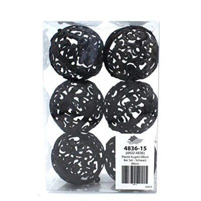 Abbildung von DARO DEKO Weihnachts Kugel 6cm Glitzer 1 Set 6 Kugeln schwarz