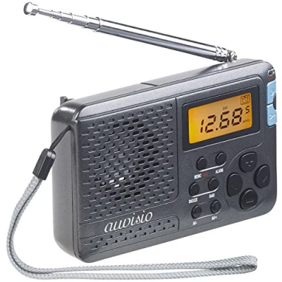Abbildung von auvisio Taschenradio: 12 Band Weltempfänger FM/MW/KW, mit Wecker &amp; Sleeptimer (Taschenradios, Mini Radios, Batteriebetriebenes Radio)