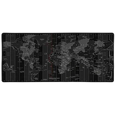 Abbildung von Silent Monsters Mauspad XXL 900 x 400 mm großes Mousepad Weltkarte schwarz Vernähter Rand Rutschfest Gaming Büro Office Homeoffice Tastatur 90 40 cm groß Mouse Pad Mat alle Maus Arten
