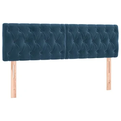Abbildung von vidaXL LED Kopfteil Polsterkopfteil Bettkopfteil Betthaupt für Bett Bettgestell Bettrahmen Schlafzimmer Bettzubehör Dunkelblau 144x7x78/88cm Samt