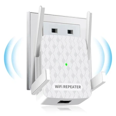 Abbildung von WLAN Verstärker, Repeater 1200Mbit/s Dual Band 5GHz + 2.4GHz, WiFi Verstärker deckt bis zu 200 m², mit Ethernet Anschluss, Unterstützung WPS, Kompatibel Allen Geräten
