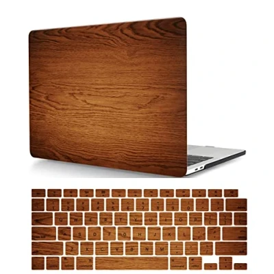 Abbildung von Hülle Kompatibel mit MacBook Air 13 Zoll 2020 2019 2018 Freisetzung A1932 A2179 A2337 M1 Retina Display Touch ID, Plastik Schützend Hartschale Snap Case &amp; Tastaturabdeckung, Holzstruktur