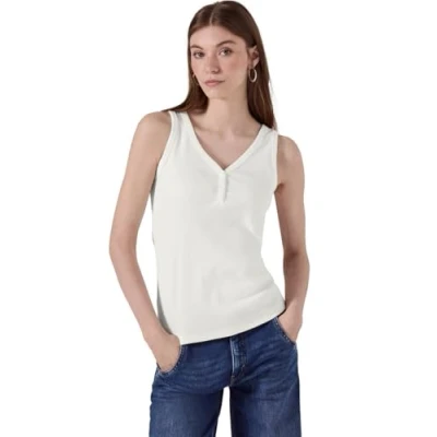 Abbildung von Street One Studio Damen F323196 Top mit Rippstruktur, Off White, 42