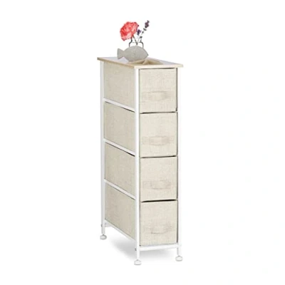 Abbildung von Relaxdays Regalsystem, 4 Stoff Schubladen, universale Schubladenbox, Metall und Holz, HxBxT: 76 x 20 48 cm, beige, Design D