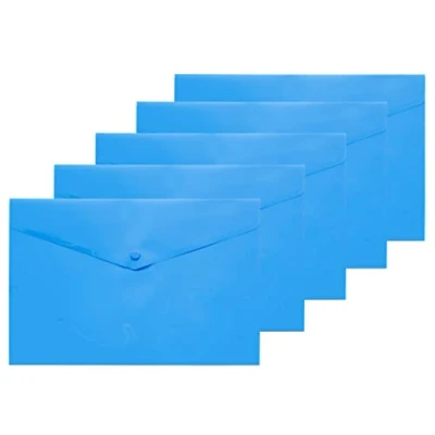 Abbildung von eco eco035BLUE Dokumententasche mit Druckknopf, 50% recycelt, Kunststoff, Blau, 5 Stück