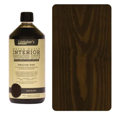 Abbildung von Littlefair&#039;s Holzlasur 1ltr Innen Holz Lasur Für Natürliche Holzmaserung Wasserbasierte Wood Stain Schnell Trocknend &amp; Umweltfreundlich Farbe: Englische Eiche