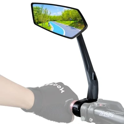 Abbildung von RBRL Fahrradspiegel Extra Große Spiegelfläche, 360 verstellbarer Rückspiegel, schlagfestes Echtglas Fahrrad Universal Spiegel für e bike Links Fahrradrückspiegel (links)
