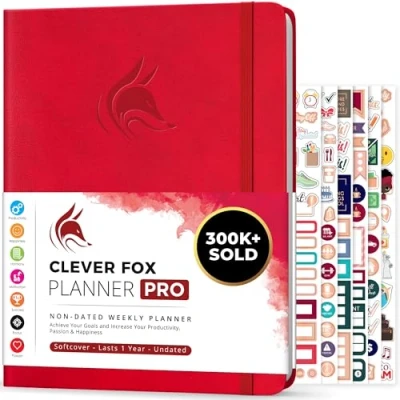 Abbildung von Clever Fox Planer PRO Wöchentlicher &amp; monatlicher Lebensplaner zur Steigerung der Produktivität (Rot (Undatiert), A4 (21.5 x 28cm) Englisch)