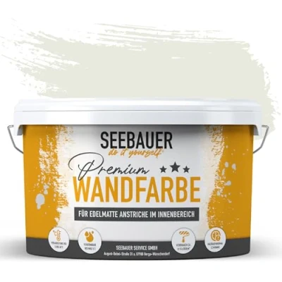 Abbildung von SEEBAUER diy Wandfarbe Grün 2,5L für Innen (No. 771 Ocean Grass) Edelmatte hellgrüne Innenfarbe Grüntöne sehr hohe Deckkraft Matt, Abwaschbar und Tropffrei