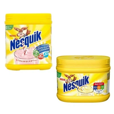 Abbildung von Nesquik Banana and Strawberry Milkshake Bundle Enjoy This Delicious Combo Flavour 1 x 300g 500 g Total of 2 tubs