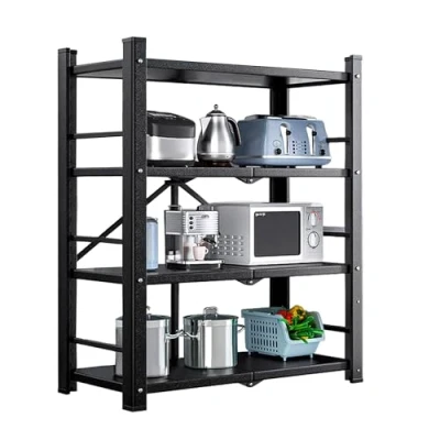 Abbildung von JOYBOS Regal mit 4 Regalböden aus Metall, 73 x 37 115 cm, Schwarz