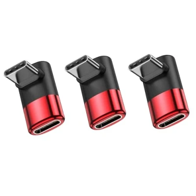 Abbildung von MOGOOD USB C 90 Grad Adapter, Stecker zu Buchse Extender Adapter Typ Datenübertragung PD100W schnelles Aufladen und 8K@60Hz Video durchlaufen, für Steam Deck Zubehör mehr Geräte