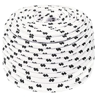 Abbildung von vidaXL Bootsseil Geflochten Festmacher Seil Flechtleine Bootstau Flechtschnur Tauwerk Ankerleine Mehrzweckseil Leine Weiß 6mmx25m Polyester