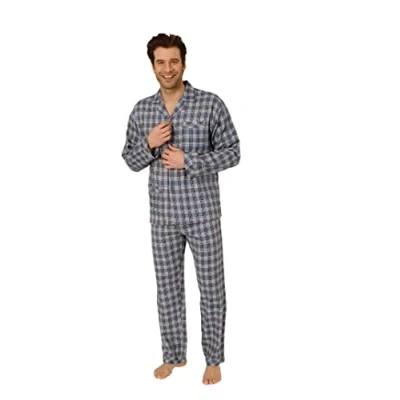 Abbildung von Normann Pyjama Flanell Herren Schlafanzug langarm zum durchknöpfen