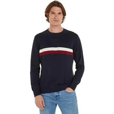 Abbildung von Tommy Hilfiger Placed Structure CREW NECK Strickpullover, Herren, Größe: XL, Desert sky