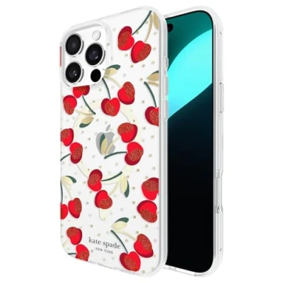 Abbildung von Kate Spade New York Schutzhülle für iPhone 16 Pro Max kompatibel mit MagSafe Designer Handyhülle Cherry Dot Gems
