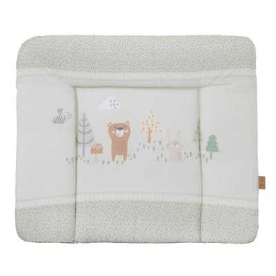 Abbildung von roba Wickelauflage Woodland Buddies 85 x 75 cm Wickelunterlage für Babys PU beschichtet Abwischbar &amp; pflegeleicht Pastell Grün mit Tier Motiv