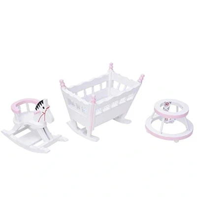 Abbildung von Puppenhaus Möbel Mini Holz Schlafzimmer Zimmer Kindergarten Zubehör Kids Pretend Play Spielzeug für 1:12 Kinder und Mädchen(Weiß)