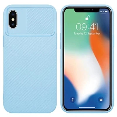 Abbildung von Cadorabo Hülle kompatibel mit Apple iPhone X/XS Schutzhülle TPU Silikon Case Liquid Design Kameraschutz Slim Kratzfest Weiche Gummi Rundumschutz für in Blau