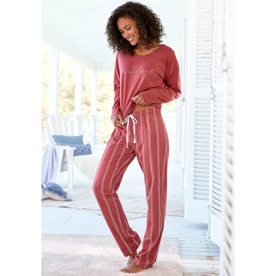 Abbildung von Lascana Stripes Pyjama, Damen, Größe: 32/34, Red