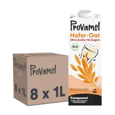 Abbildung von Provamel Organic Bio Haferdrink ohne Zucker, Pflanzlicher Drink, Vegan, Laktosefrei, UHT, 8x1 l (8er Pack)