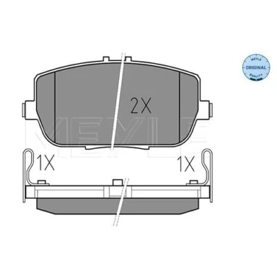 Abbildung von MEYLE 025 242 9813/W Bremsbelagsatz ORIGINAL Quality Hinterachse mit akustischer Verschleißwarnung Anti Quietsch Blech MAZDA: MX 5 3
