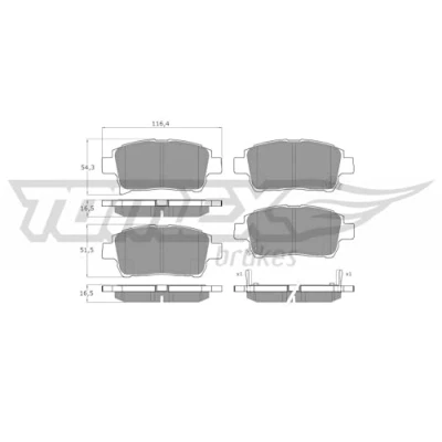 Abbildung von TOMEX brakes TX 13 76 Bremsbelagsatz Vorderachse mit akustischer Verschleißwarnung TOYOTA: Yaris I Schrägheck, Prius II Liftback, Corolla IX Kombi