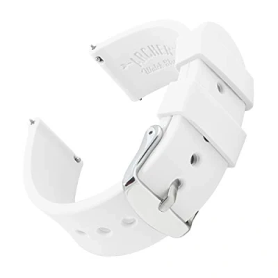 Abbildung von Archer Watch Straps Uhrenarmbänder aus Silikon mit Schnellverschluss (Weiß, 22mm)