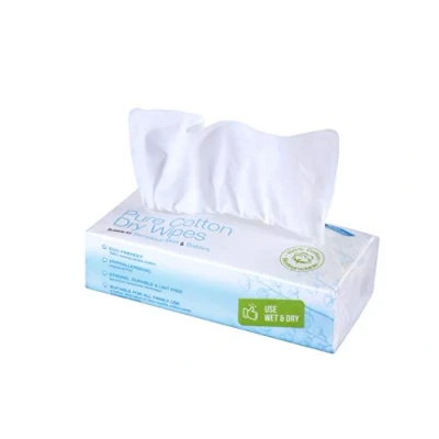 Abbildung von Ivyone Pure Cotton Dry Wipes (100 Tücher), Premium Watte Pflegetücher, trocken, sehr weich Biodegradable Baumwolle für Empfindliche Haut, Baby Abschminken