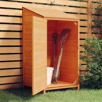 Abbildung von Keketa Gartenhaus Geräteschuppen aus Holz Gartenschrank Werkzeugschrank Geräteschrank für Garten Terrasse Balkon Braun 55x52x112 cm Massivholz Tanne