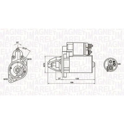 Abbildung von MAGNETI MARELLI 063721283010 Anlasser 12 1,1 9 MERCEDES BENZ: C Klasse Limousine, T modell, E Limousine