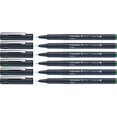 Abbildung von Schneider Pictus Fineliner (Strichstärke 0,9 mm, dokumentenechte Pigmentliner, metallgefasste Spitze, Gehäuse aus 85% recyceltem Kunststoff) 6er Pack, grün