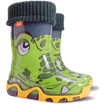 Abbildung von Demar Unisex Kinder Gummistiefel Regenstiefel gefüttert (Krokodil) wasserdicht