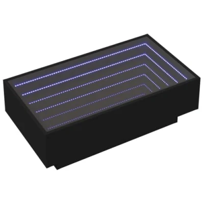Abbildung von vidaXL LED Couchtisch, Beistelltisch mit Infinity Spiegel, Kaffeetisch Sofatisch für Wohnzimmer, Wohnzimmertisch, Schwarz Holzwerkstoff