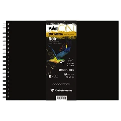 Abbildung von Clairefontaine 975943C Skizzenbuch spiralgebunden PaintON Schwarz 250g 30 Blatt DIN A4, 21x29,7cm, 1 Stück