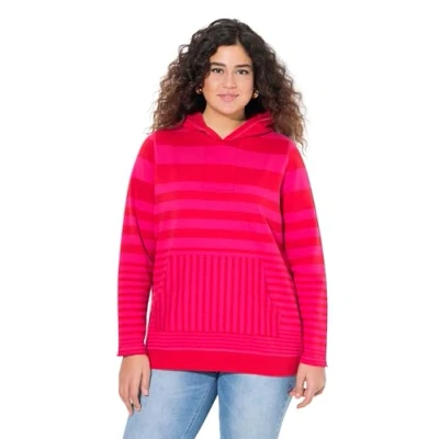 Abbildung von Ulla Popken Kapuzenpullover, Damen, Größe: 62/64, Lychee