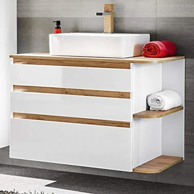 Abbildung von Lomadox Waschtisch CAMPOS 56, weiß mit Wotaneiche 94/63,5/50 cm