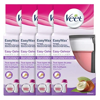 Abbildung von Veet Set mit 4 Nachfüllpackungen Wachs EasyWaxTM Arme &amp; Beine, Sheabutter, 50 ml