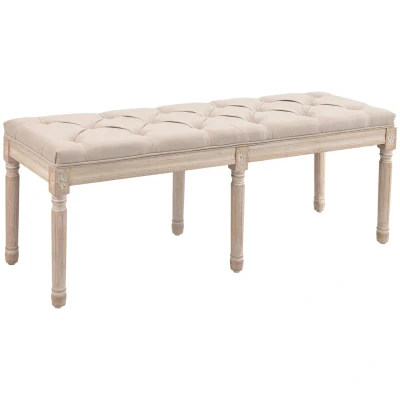 Abbildung von HOMCOM Polsterbank Sitzbank Vintage (Schlafzimmerbank, 1 St., Bettbank), bis 120 kg Belastbar, 117x40x48cm, Beige